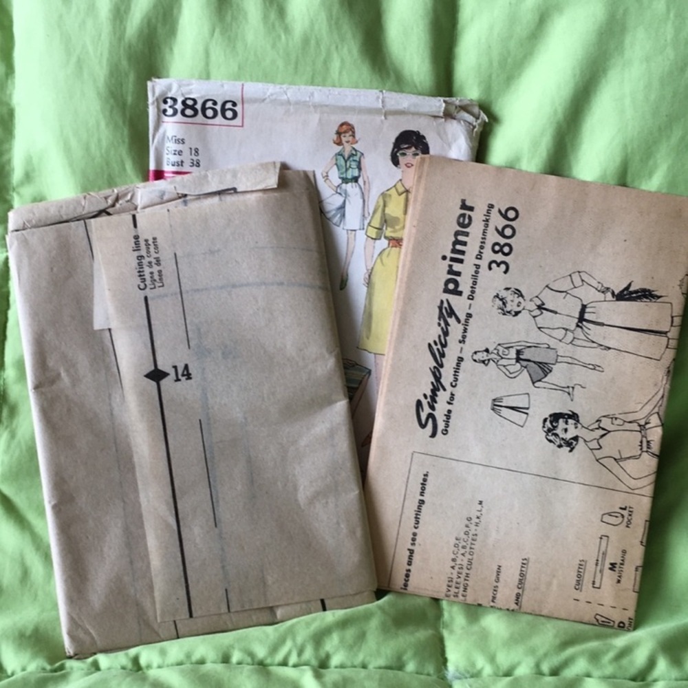 50s 60s Simplicity 3866 sewing pattern uncut, culottes and tops, bust 38” - Picture 4 of 5